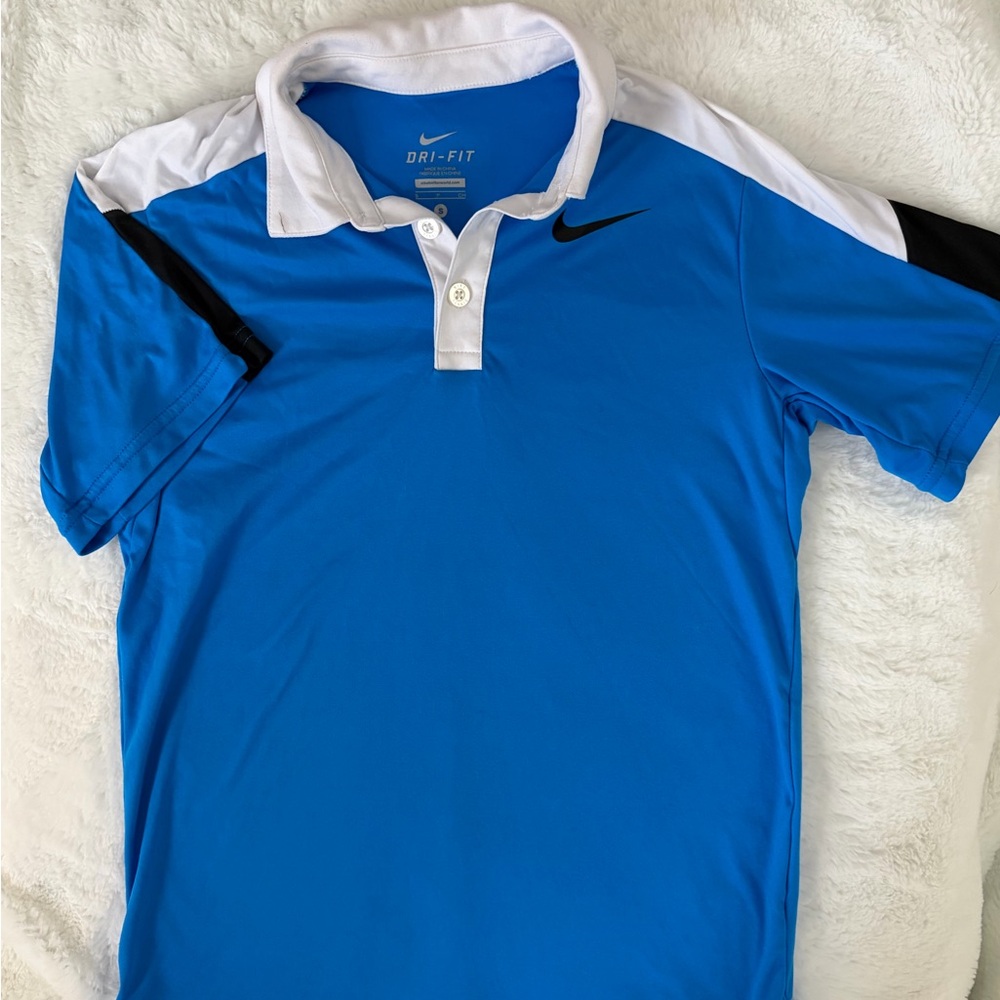 Nike Dri-FIT Blue and White Polo Sz small